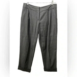 TRINA TURK Casual Career Wear Charcoal Grey High Waist Cuffed Trouser Pant SZ 6
